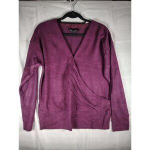 White House Black Market Plum Purple Twisted Surplice Knit Sweater Size S